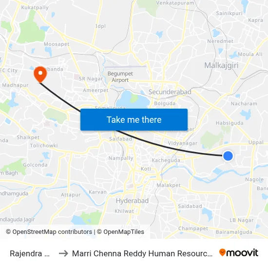 Rajendra Nagar-Rtp to Marri Chenna Reddy Human Resources Development Institute map