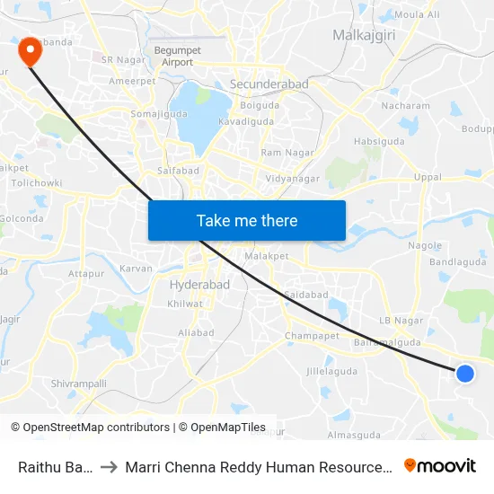 Raithu Bazar-Vsp to Marri Chenna Reddy Human Resources Development Institute map