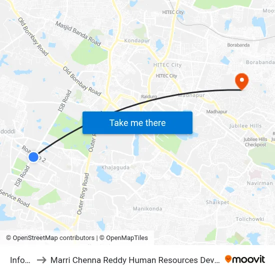 Infotech to Marri Chenna Reddy Human Resources Development Institute map