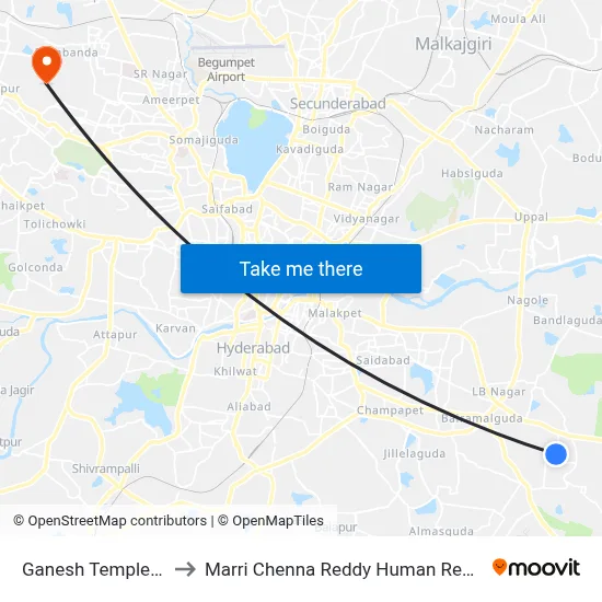 Ganesh Temple-Vanastalipuram to Marri Chenna Reddy Human Resources Development Institute map