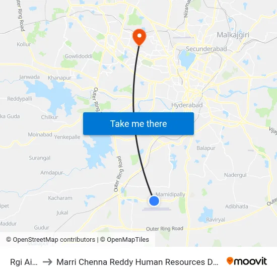 Rgi Airport to Marri Chenna Reddy Human Resources Development Institute map