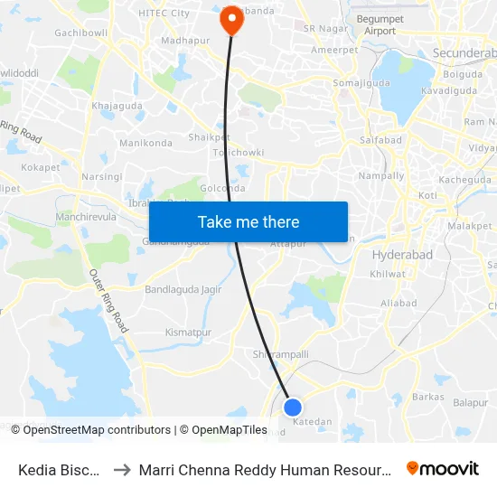Kedia Biscuit Factory to Marri Chenna Reddy Human Resources Development Institute map