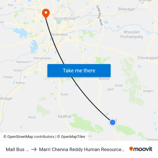 Mall Twd Devanakonda to Marri Chenna Reddy Human Resources Development Institute map