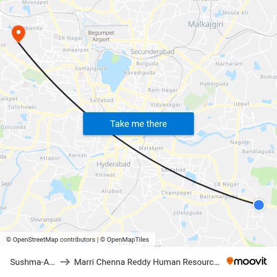 Sushma-Autonagar to Marri Chenna Reddy Human Resources Development Institute map