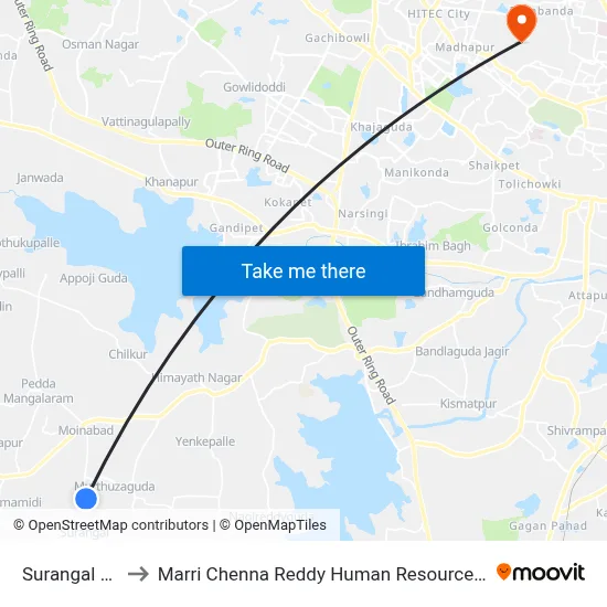 Surangal Quarters to Marri Chenna Reddy Human Resources Development Institute map
