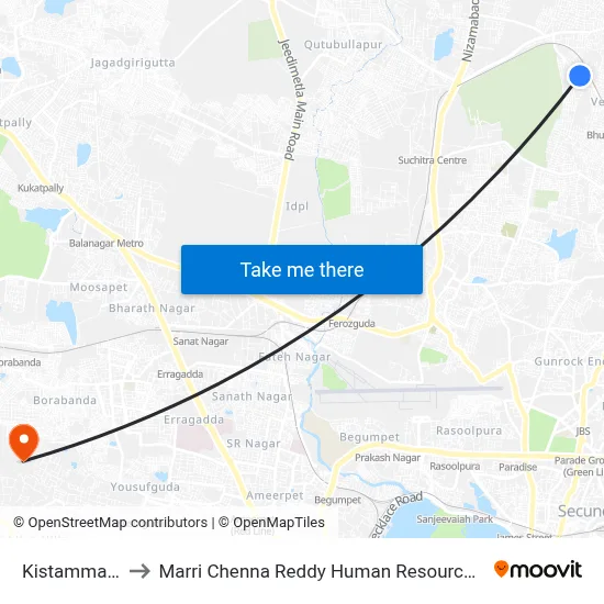 Kistamma Enclave to Marri Chenna Reddy Human Resources Development Institute map