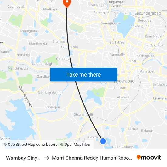 Wambay Clny-Udamgadda to Marri Chenna Reddy Human Resources Development Institute map