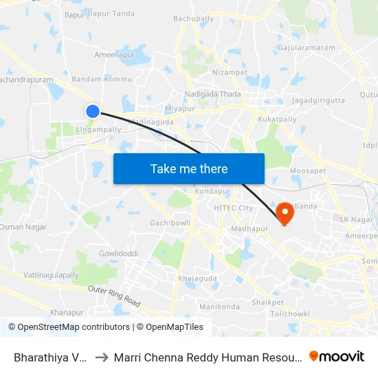 Bharathiya Vidya Bhavan to Marri Chenna Reddy Human Resources Development Institute map