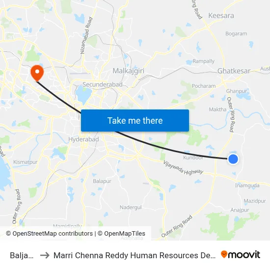 Baljaguda to Marri Chenna Reddy Human Resources Development Institute map