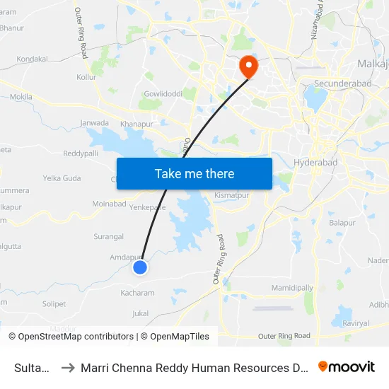 Sultanpalle to Marri Chenna Reddy Human Resources Development Institute map