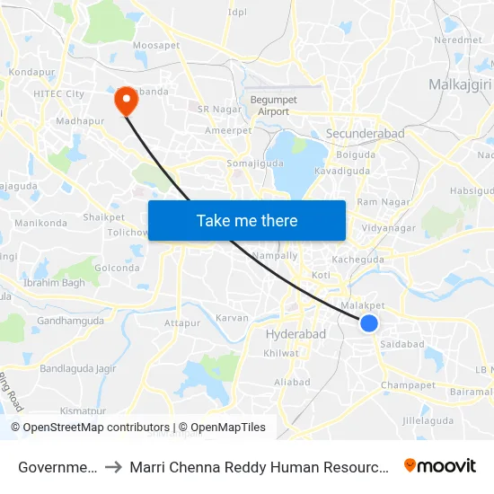 Government Press to Marri Chenna Reddy Human Resources Development Institute map