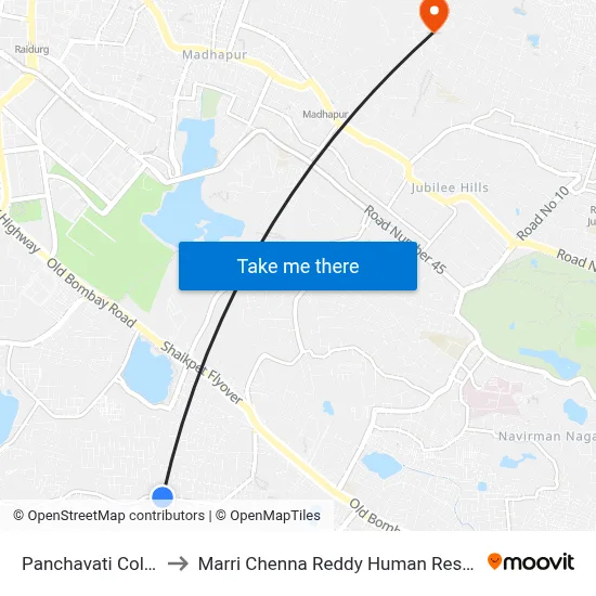 Panchavati Colony  Manikonda to Marri Chenna Reddy Human Resources Development Institute map