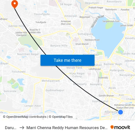 Darushifa to Marri Chenna Reddy Human Resources Development Institute map