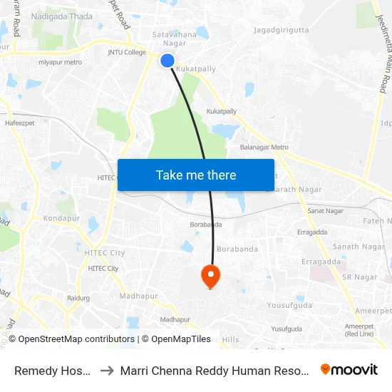 Remedy Hospital-Kuktplly to Marri Chenna Reddy Human Resources Development Institute map