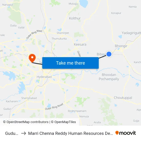 Gudur Toll to Marri Chenna Reddy Human Resources Development Institute map