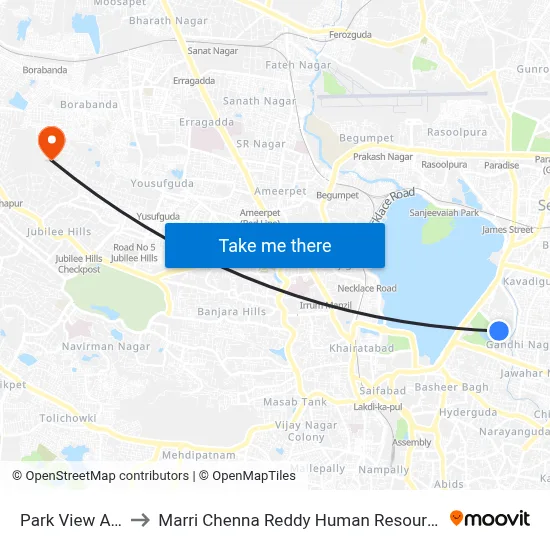 Park View Appartment to Marri Chenna Reddy Human Resources Development Institute map