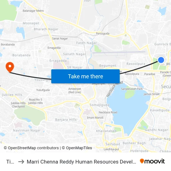 Tivoli to Marri Chenna Reddy Human Resources Development Institute map