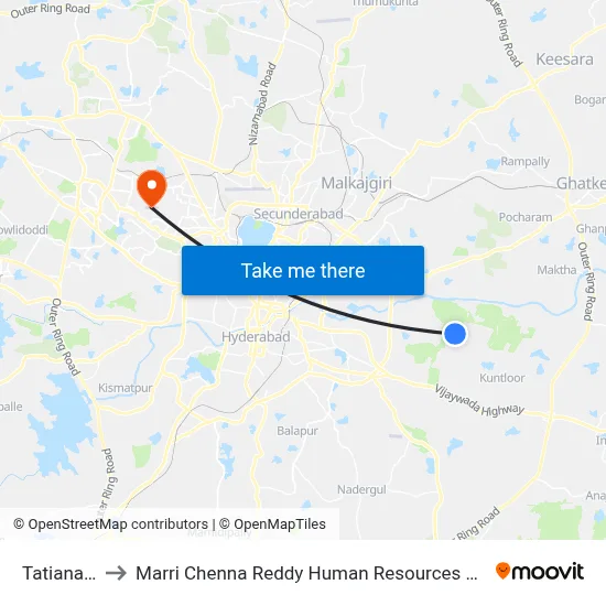 Tatianaram 1 to Marri Chenna Reddy Human Resources Development Institute map