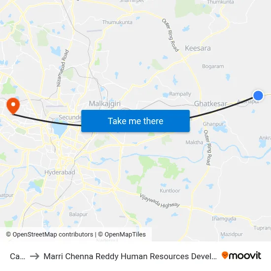 Capol to Marri Chenna Reddy Human Resources Development Institute map