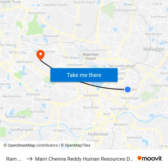 Ram Nagar to Marri Chenna Reddy Human Resources Development Institute map