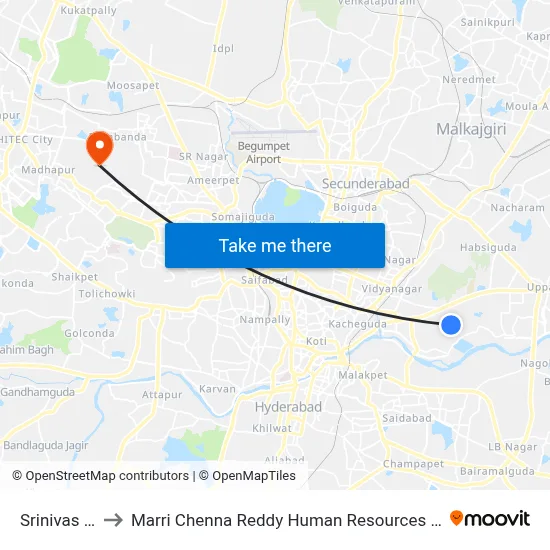 Srinivas Puram to Marri Chenna Reddy Human Resources Development Institute map