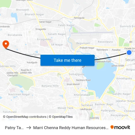 Patny Taj Tristar to Marri Chenna Reddy Human Resources Development Institute map