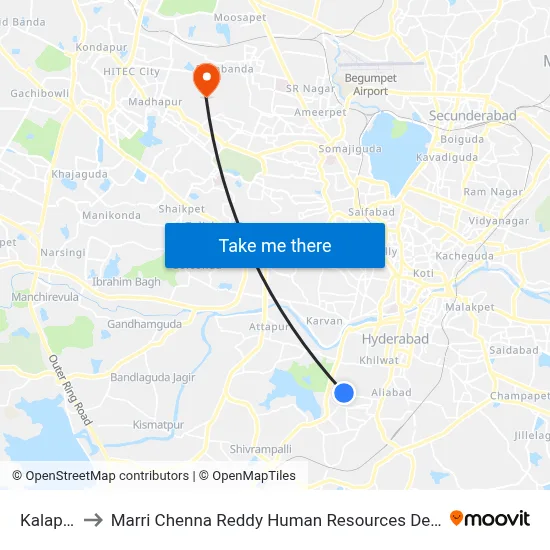 Kalapattar to Marri Chenna Reddy Human Resources Development Institute map