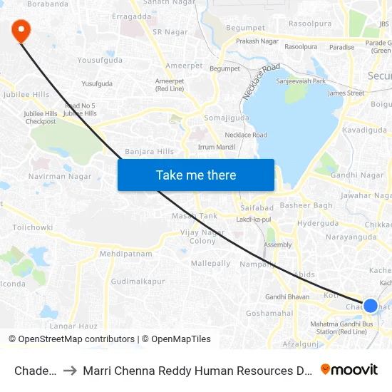 Chaderghat to Marri Chenna Reddy Human Resources Development Institute map