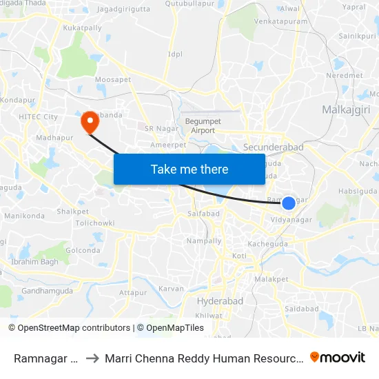 Ramnagar Mee Seva to Marri Chenna Reddy Human Resources Development Institute map