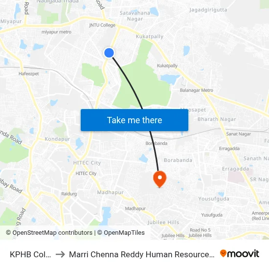 KPHB Colony Mig to Marri Chenna Reddy Human Resources Development Institute map