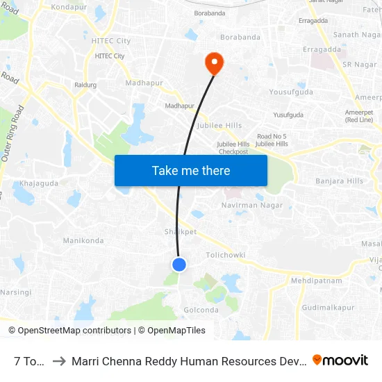 7 Tombs to Marri Chenna Reddy Human Resources Development Institute map