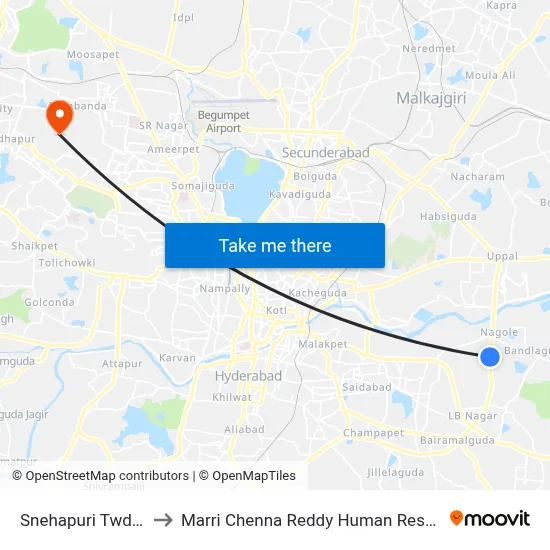 Snehapuri Twd Secunderabad to Marri Chenna Reddy Human Resources Development Institute map
