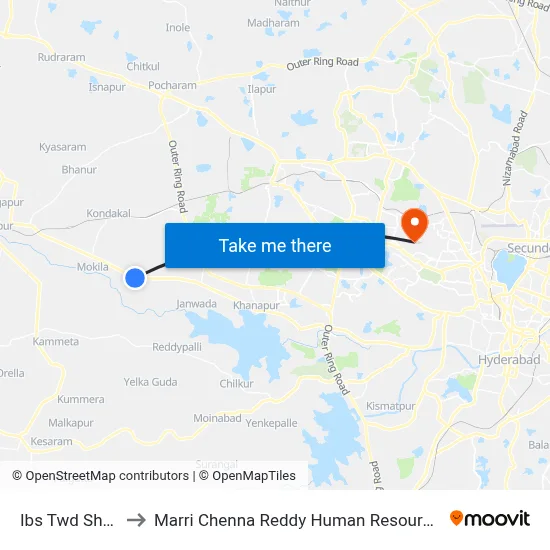 Ibs Twd Shankarpally to Marri Chenna Reddy Human Resources Development Institute map