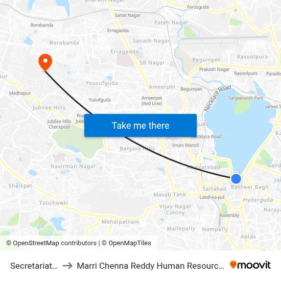 Secretariat Twd Cbs to Marri Chenna Reddy Human Resources Development Institute map