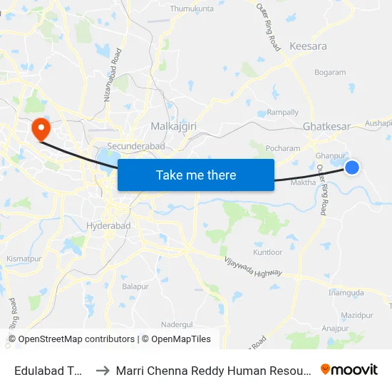 Edulabad Twd Enkiryala to Marri Chenna Reddy Human Resources Development Institute map