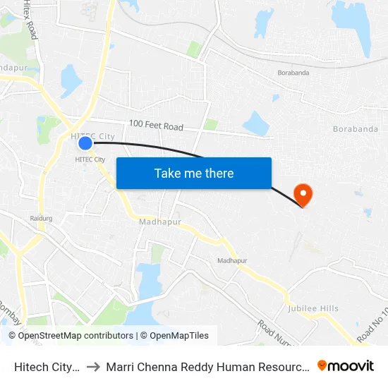 Hitech City Twd Koti to Marri Chenna Reddy Human Resources Development Institute map