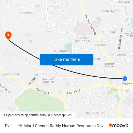 Pvr Mall to Marri Chenna Reddy Human Resources Development Institute map