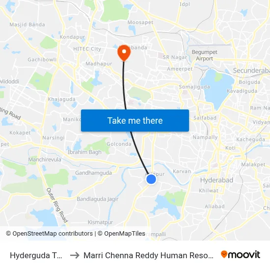 Hyderguda Twd Aramghar to Marri Chenna Reddy Human Resources Development Institute map