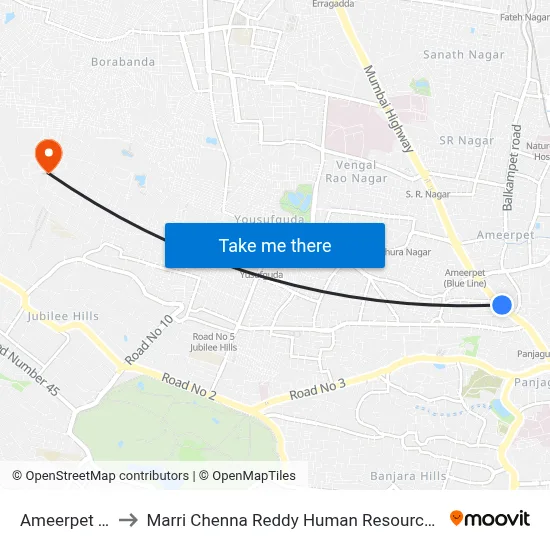 Ameerpet Twd Koti to Marri Chenna Reddy Human Resources Development Institute map