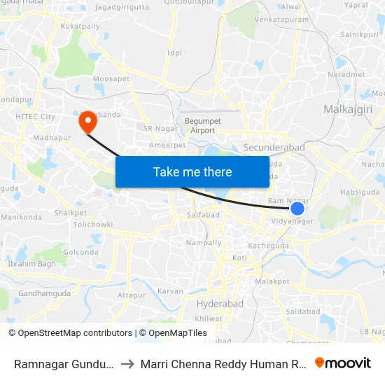 Ramnagar Gundu Twd Secunderabad to Marri Chenna Reddy Human Resources Development Institute map