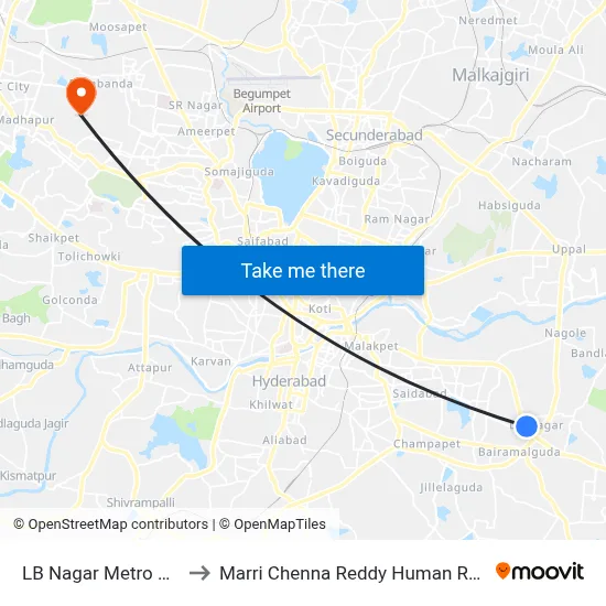 LB Nagar Metro Stn Twd Hayatnagar to Marri Chenna Reddy Human Resources Development Institute map