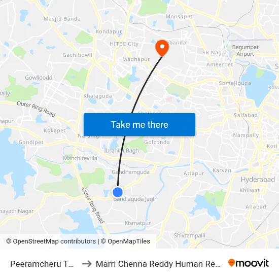 Peeramcheru Twd Mehdipatnam to Marri Chenna Reddy Human Resources Development Institute map
