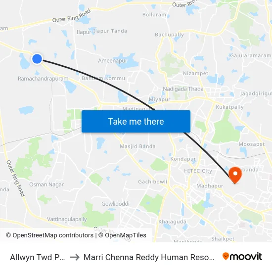 Allwyn Twd Patancheruvu to Marri Chenna Reddy Human Resources Development Institute map