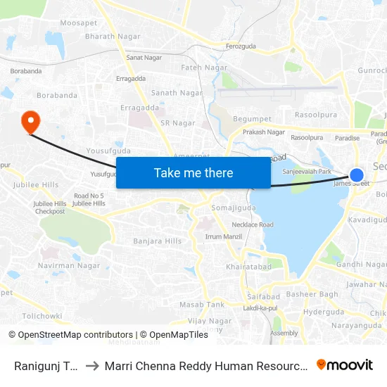 Ranigunj Twd Mgbs to Marri Chenna Reddy Human Resources Development Institute map