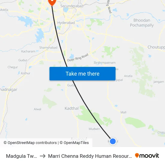 Madgula Twd Amangal to Marri Chenna Reddy Human Resources Development Institute map