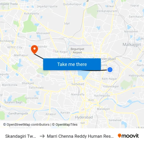 Skandagiri Twd Secundrabad to Marri Chenna Reddy Human Resources Development Institute map