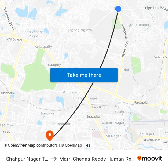 Shahpur Nagar Twd Secunderabad to Marri Chenna Reddy Human Resources Development Institute map