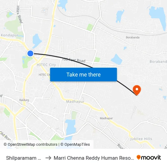 Shilparamam Twd Kondapur to Marri Chenna Reddy Human Resources Development Institute map