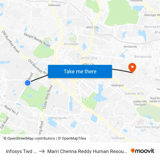 Infosys Twd Gachibowli to Marri Chenna Reddy Human Resources Development Institute map