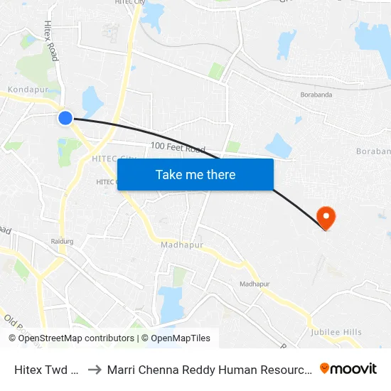 Hitex Twd Kondapur to Marri Chenna Reddy Human Resources Development Institute map